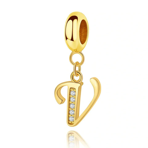 Gold Initial Letter A-Z Alphabet Dangle Charms