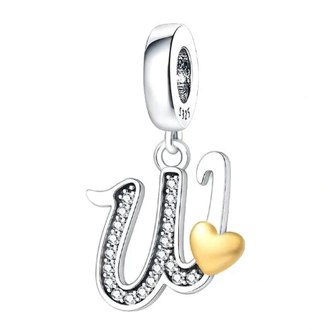 Cursive Gold Heart Letter A-Z Alphabet Charm - Cursive Gold Heart Letter A-Z Alphabet Charm