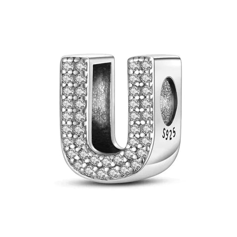Sparkling Letter A-Z Alphabet Charm - Fits pandora Bracelet