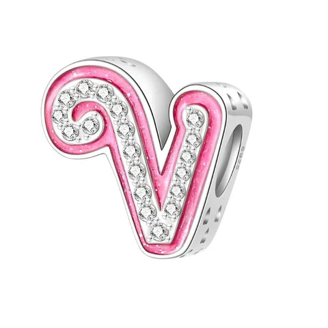 jewlouli pink-letter-az-alphabet-pandora-charm-jewelry fits pandora bracelet