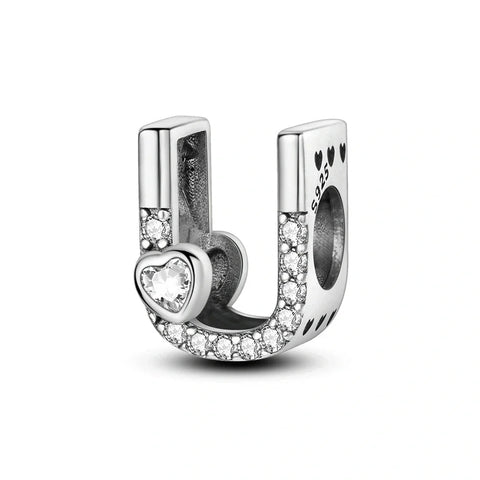 Sparkling Heart Letter A-Z Alphabet Charm