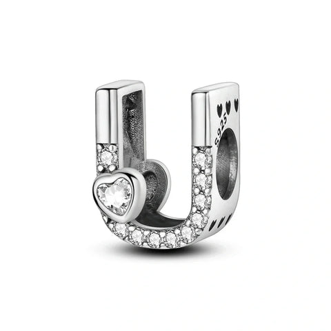 jewlouli sparkling-heart-letter-az-alphabet-pandora-charm-jewelry fits pandora bracelet