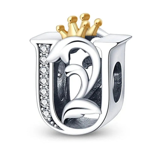 Crowned Royal Letter A-Z Alphabet Charm - Crowned Royal Letter A-Z Alphabet Charm