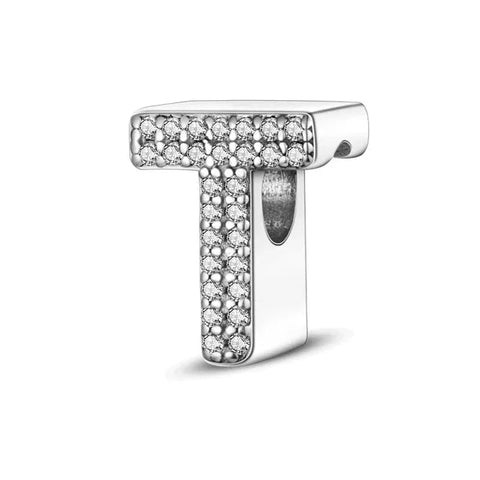 Sparkling Letter A-Z Alphabet Charm - Fits pandora Bracelet