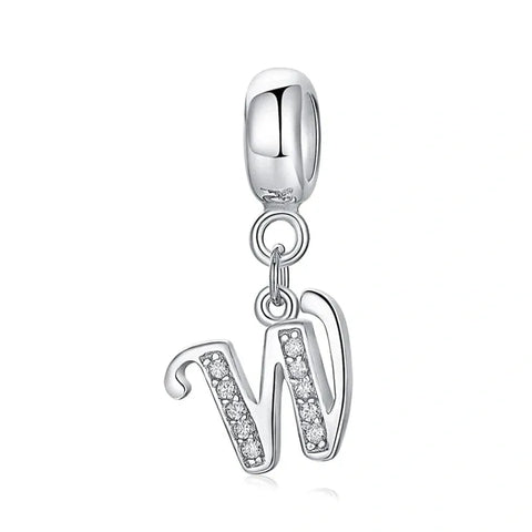 Elegant Cursive Letter A-Z Alphabet Charm - Fits pandora Bracelet