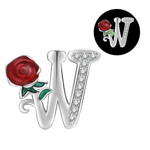 jewlouli luminous-rose-letter-az-alphabet-pandora-charm-jewelry fits pandora bracelet
