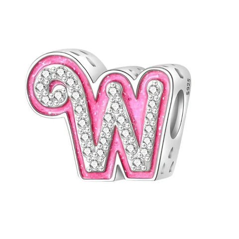 jewlouli pink-letter-az-alphabet-pandora-charm-jewelry fits pandora bracelet