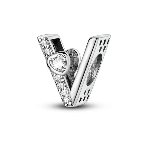 Sparkling Heart Letter A-Z Alphabet Charm