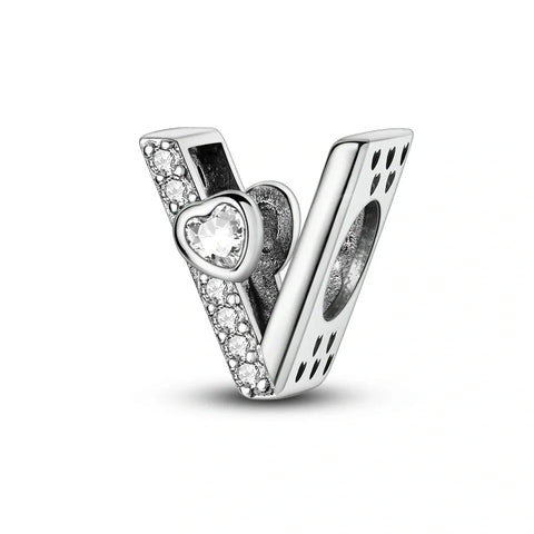 jewlouli sparkling-heart-letter-az-alphabet-pandora-charm-jewelry fits pandora bracelet