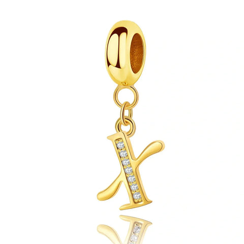 Gold Initial Letter A-Z Alphabet Dangle Charms - Fits pandora Bracelet
