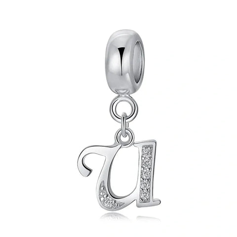 Elegant Cursive Letter A-Z Alphabet Charm - Fits pandora Bracelet