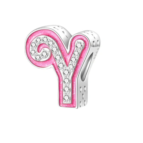 Pink Letter A-Z Alphabet Charm - Pink Letter A-Z Alphabet Charm