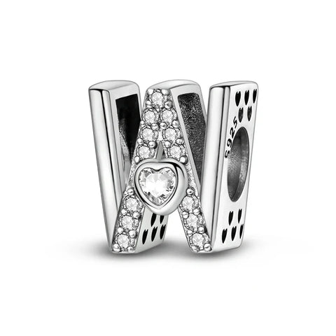 jewlouli sparkling-heart-letter-az-alphabet-pandora-charm-jewelry fits pandora bracelet