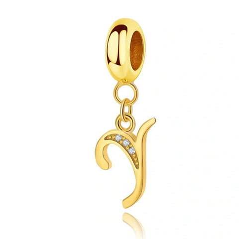 Gold Initial Letter A-Z Alphabet Dangle Charms - Gold Initial Letter A-Z Alphabet Dangle Charms