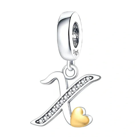 Cursive Gold Heart Letter A-Z Alphabet Charm - Cursive Gold Heart Letter A-Z Alphabet Charm