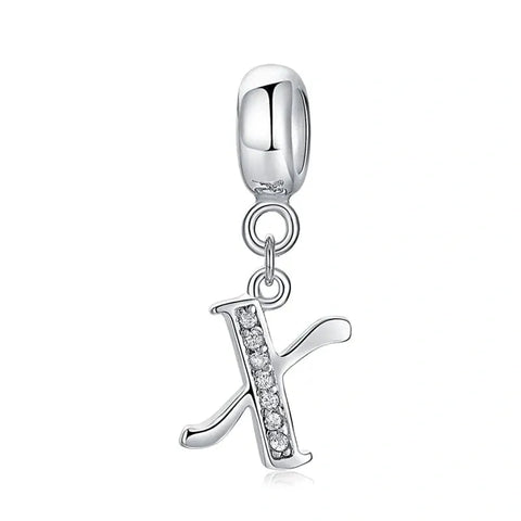 Elegant Cursive Letter A-Z Alphabet Charm - Fits pandora Bracelet