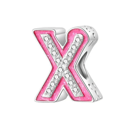 Pink Letter A-Z Alphabet Charm - Pink Letter A-Z Alphabet Charm