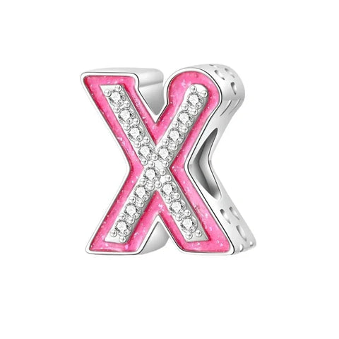 jewlouli pink-letter-az-alphabet-pandora-charm-jewelry fits pandora bracelet