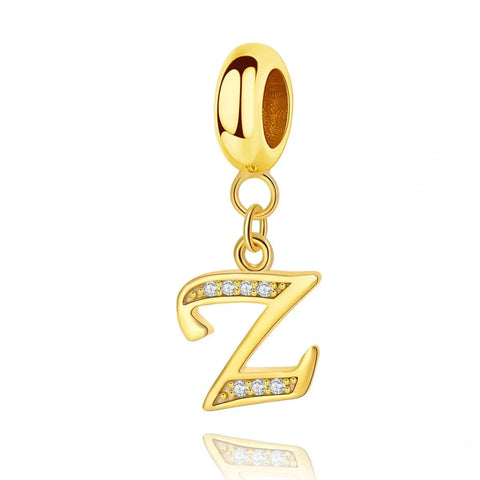 Gold Initial Letter A-Z Alphabet Dangle Charms - Gold Initial Letter A-Z Alphabet Dangle Charms - Fits pandora Bracelet