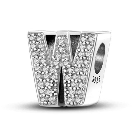 Sparkling Letter A-Z Alphabet Charm - Fits pandora Bracelet