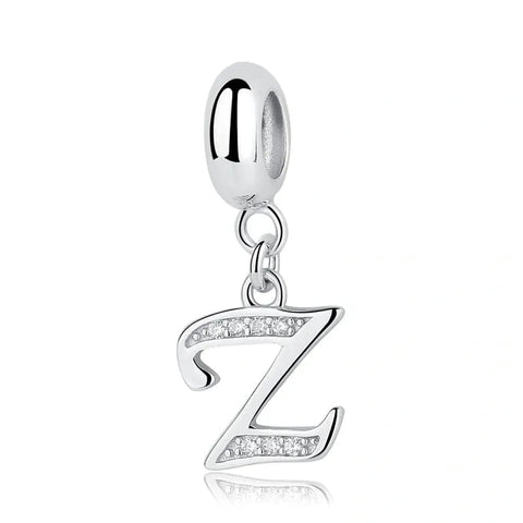 Elegant Cursive Letter A-Z Alphabet Charm - Fits pandora Bracelet