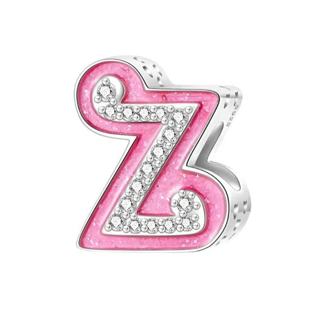 jewlouli pink-letter-az-alphabet-pandora-charm-jewelry fits pandora bracelet