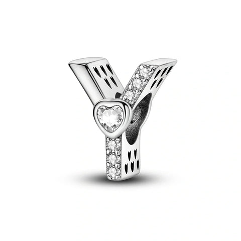 Sparkling Heart Letter A-Z Alphabet Charm - Sparkling Heart Letter A-Z Alphabet Charm