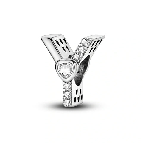 jewlouli sparkling-heart-letter-az-alphabet-pandora-charm-jewelry fits pandora bracelet