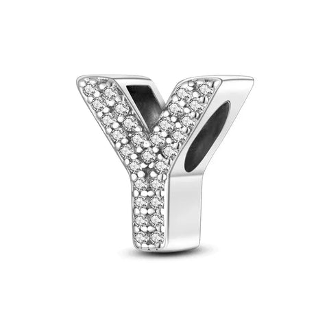 Sparkling Letter A-Z Alphabet Charm - Fits pandora Bracelet