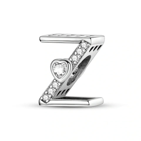 jewlouli sparkling-heart-letter-az-alphabet-pandora-charm-jewelry fits pandora bracelet