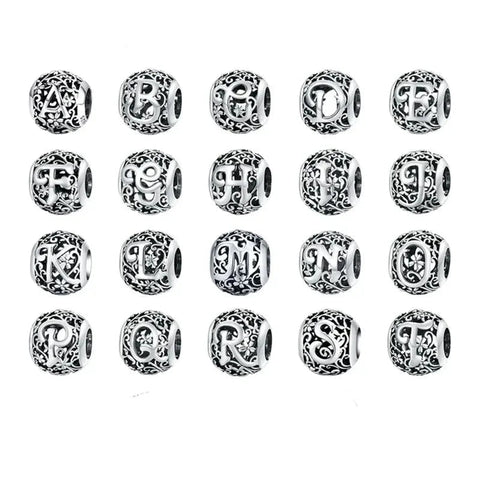Silver Letter V Bead - Silver Letter V Bead