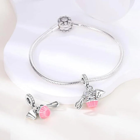 Silver Cupcake and Whisk Charm