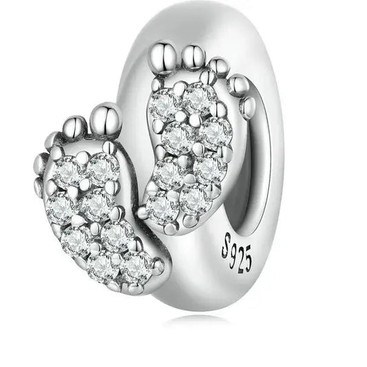 Sterling Silver Baby Feet Silicone Stopper Charm