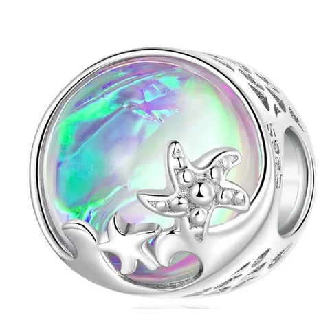 Sterling Silver Beach & Waves Charm - Sterling Silver Beach & Waves Charm