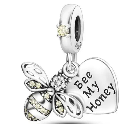 Sterling Silver Bee My Honey Dangle Charm - Sterling Silver Bee My Honey Dangle Charm