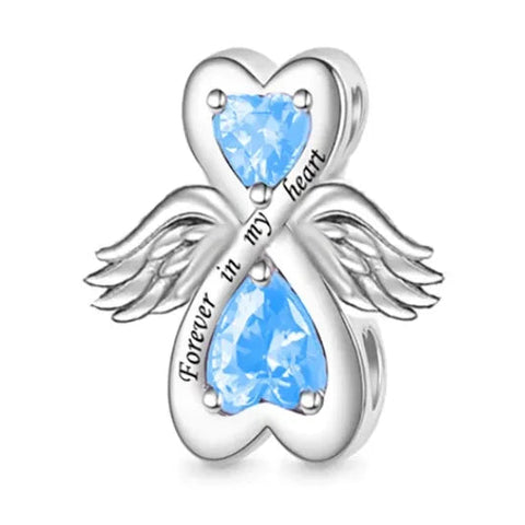 Silver Blue CZ Infinity forever in my Heart Charm - Silver Blue CZ Infinity forever in my Heart Charm