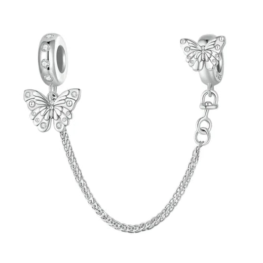 Sterling Silver Butterfly Safety Chain Charm