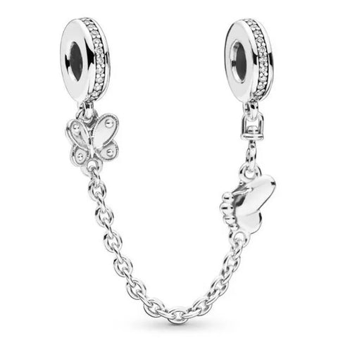 Sterling Silver Butterfly Screw On Safety Chain - Sterling Silver Butterfly Screw On Safety Chain