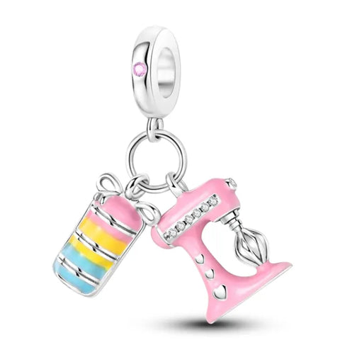 Sterling Silver Chef Mixer Dangle Charm - Sterling Silver Chef Mixer Dangle Charm