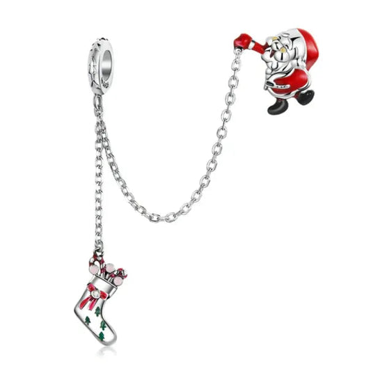 Sterling Silver Christmas Santa Safety chain
