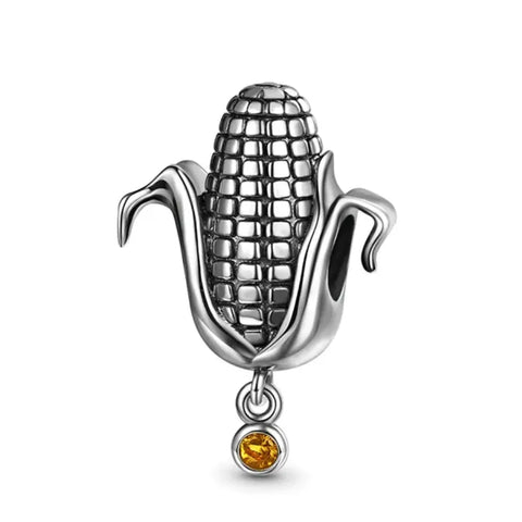 Sterling Silver Corn Cob Bead Charm - Sterling Silver Corn Cob Bead Charm