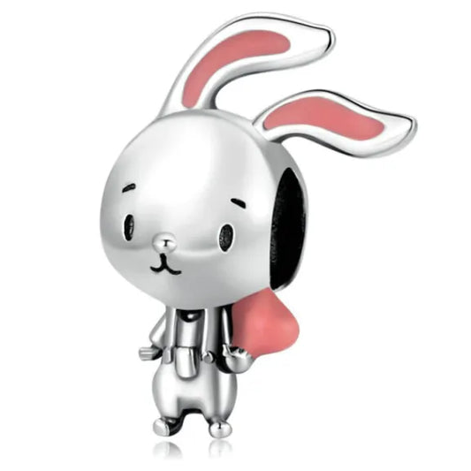  Sterling Silver Cute Bunny Charm