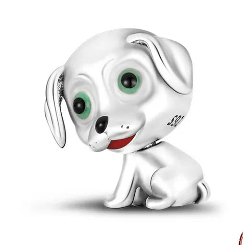 Sterling Silver Cute Dog Charm - Sterling Silver Cute Dog Charm
