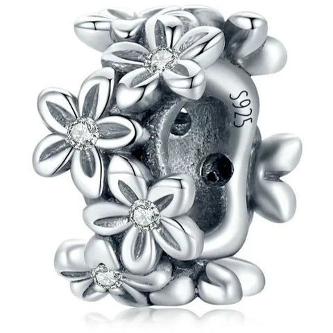 Silver CZ Flower Spacer - Silver CZ Flower Spacer