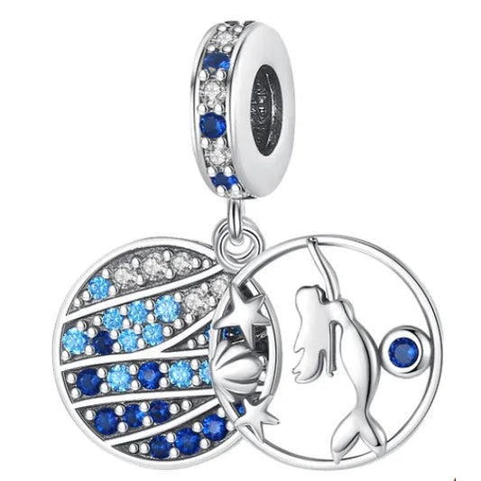 Sterling Silver CZ Mermaid Charm
