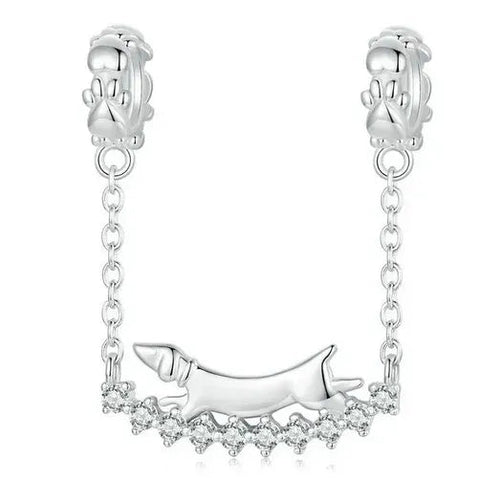 Sterling Silver Dachshund Dangle Charm - Sterling Silver Dachshund Dangle Charm