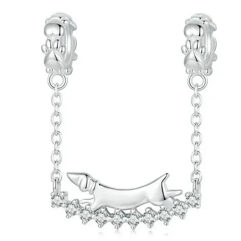 Sterling Silver Dachshund Dangle Charm - Sterling Silver Dachshund Dangle Charm