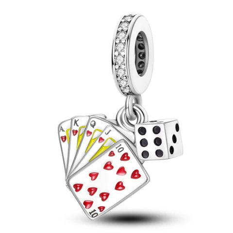 Sterling Silver Deck of Cards Dangle Charm - Sterling Silver Deck of Cards Dangle Charm