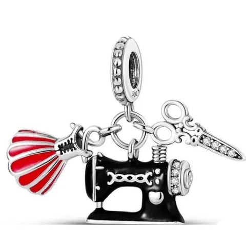 Sterling Silver Dressmaker Dangle Charm - Sterling Silver Dressmaker Dangle Charm
