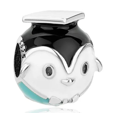 Sterling Silver Enamel Graduation Penguin Charm